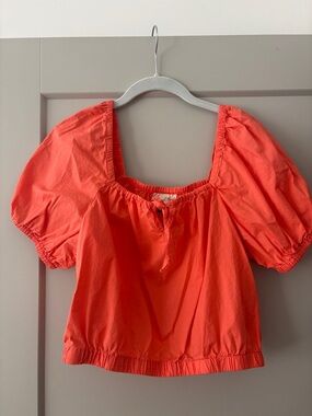 Universal Thread Coral Puff-Sleeve Crop Top